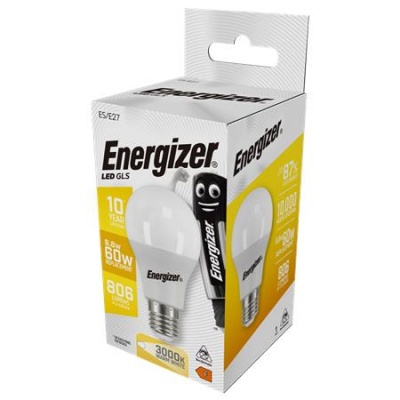 LED izzó, E27, normál gömb, 8,8W (60W), 806lm, 3000K, ENERGIZER