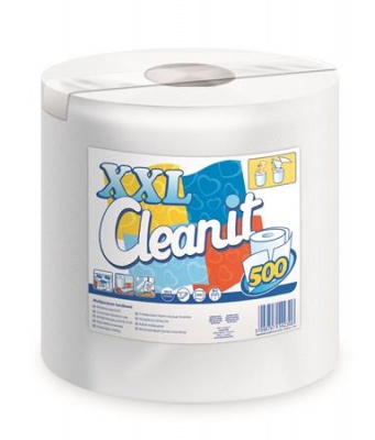 Törlőkendő, tekercses, univerzális, 2 rétegű, LUCART "CLEANIT XXL 500", fehér